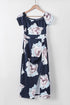 Print Off Shoulder Slit Bodycon Midi Dress